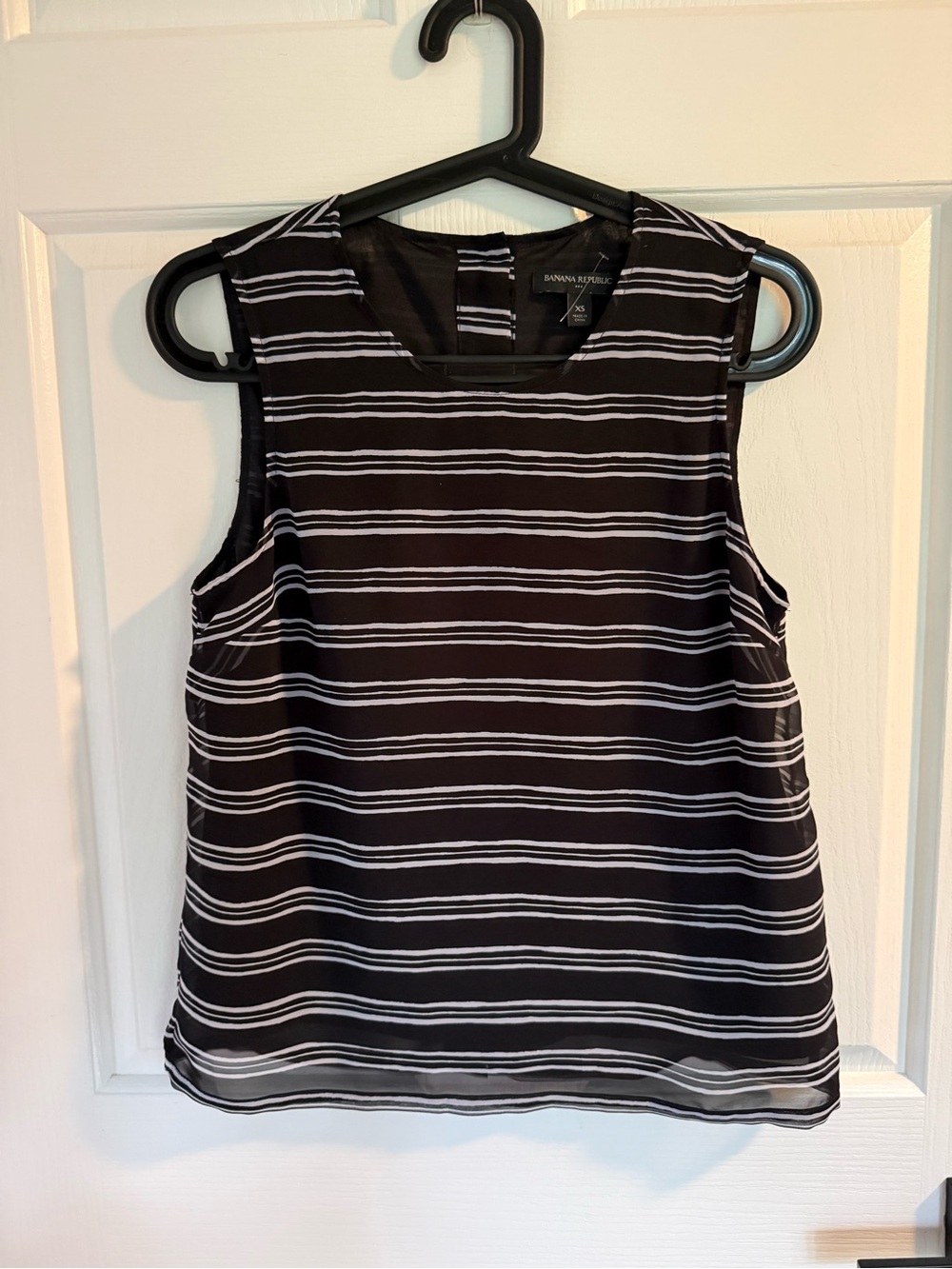 Banana Republic Black and White Striped Sleeveless Shell